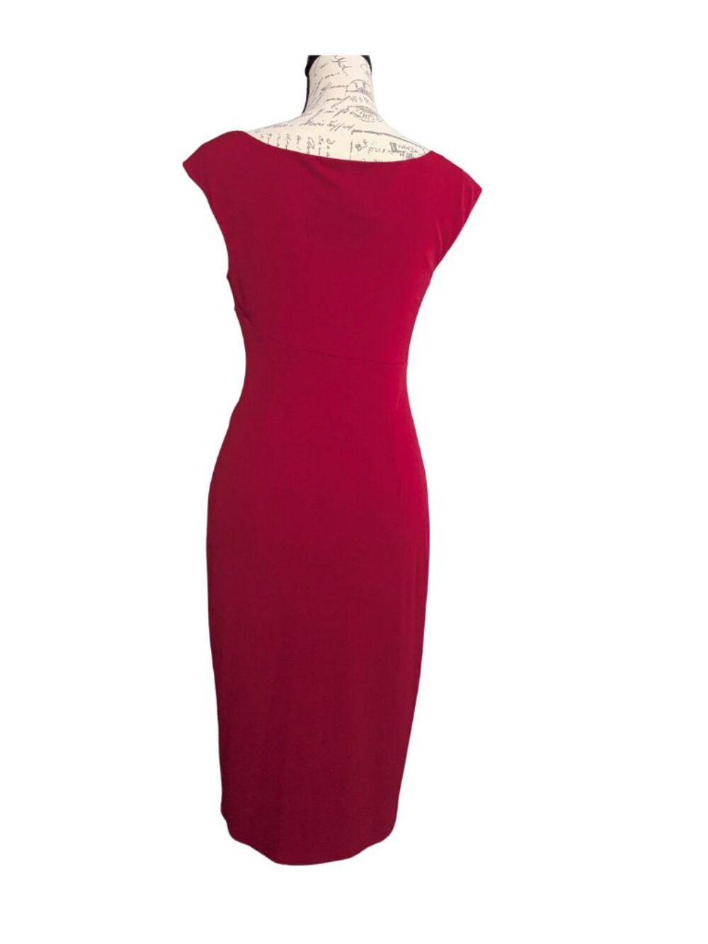 Connected Apparel Red Side Draped Sheath Dress Size 4 NWOT - Picture 3 of 9